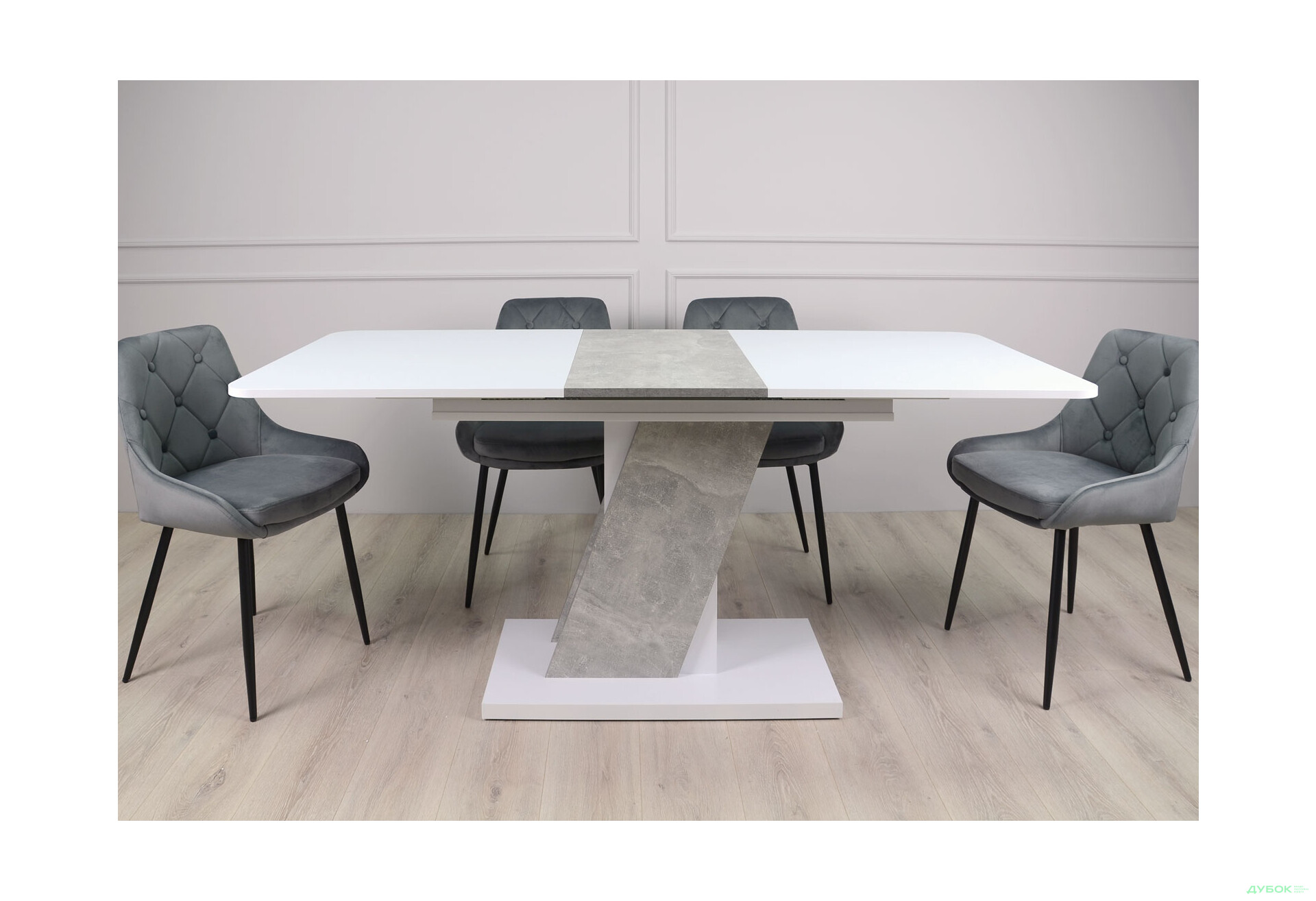 Стіл обідній Intarsio Карвело / Carvelo 140x80 см розкладний Біла аляска / Індастріал - Зображення 7 Зображення 7 - Стіл обідній Intarsio Карвело / Carvelo 140x80 см розкладний Біла аляска / Індастріал