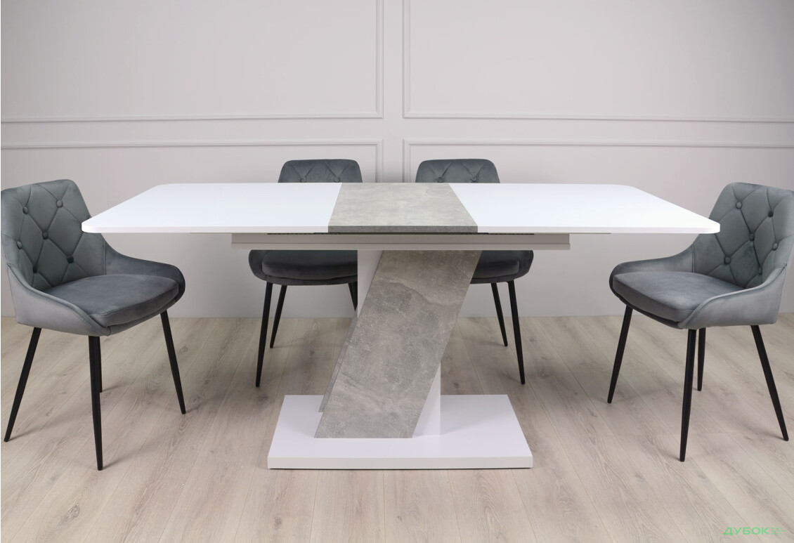 Стіл обідній Intarsio Карвело / Carvelo 140x80 см розкладний Біла аляска / Індастріал - Зображення 7 Зображення 7 - Стіл обідній Intarsio Карвело / Carvelo 140x80 см розкладний Біла аляска / Індастріал