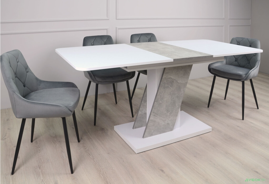 Стіл обідній Intarsio Карвело / Carvelo 140x80 см розкладний Біла аляска / Індастріал - Зображення 8 Зображення 8 - Стіл обідній Intarsio Карвело / Carvelo 140x80 см розкладний Біла аляска / Індастріал