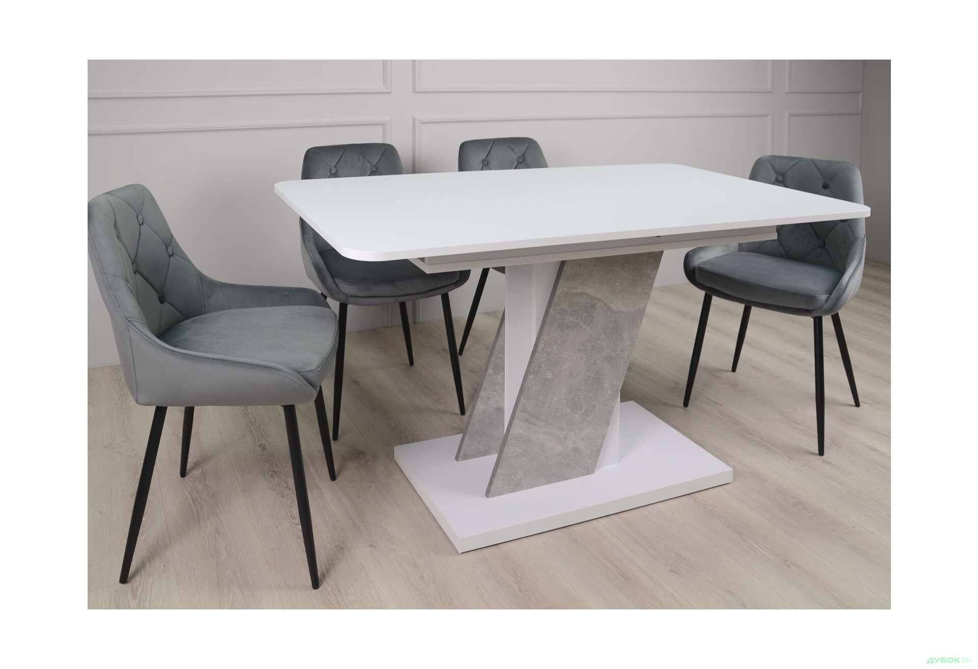 Стіл обідній Intarsio Карвело / Carvelo 140x80 см розкладний Біла аляска / Індастріал - Зображення 9 Зображення 9 - Стіл обідній Intarsio Карвело / Carvelo 140x80 см розкладний Біла аляска / Індастріал