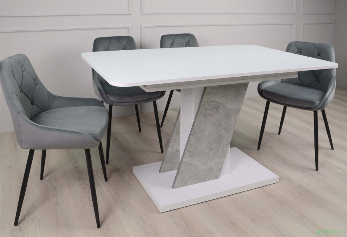 Стіл обідній Intarsio Карвело / Carvelo 140x80 см розкладний Біла аляска / Індастріал - Зображення 9 Зображення 9 - Стіл обідній Intarsio Карвело / Carvelo 140x80 см розкладний Біла аляска / Індастріал