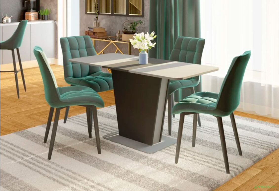 Стіл обідній Intarsio Космо / Cosmo 110x68 см розкладний Графіт / Сірий камінь - Зображення 6 Зображення 6 - Стіл обідній Intarsio Космо / Cosmo 110x68 см розкладний Графіт / Сірий камінь