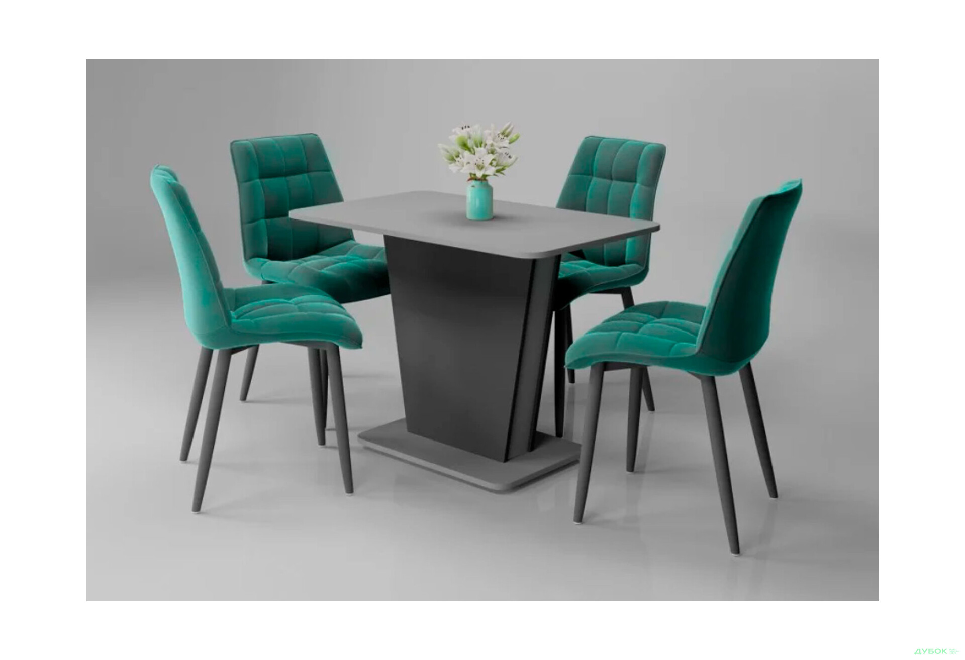 Стіл обідній Intarsio Космо / Cosmo 110x68 см розкладний Графіт / Сірий камінь - Зображення 7 Зображення 7 - Стіл обідній Intarsio Космо / Cosmo 110x68 см розкладний Графіт / Сірий камінь