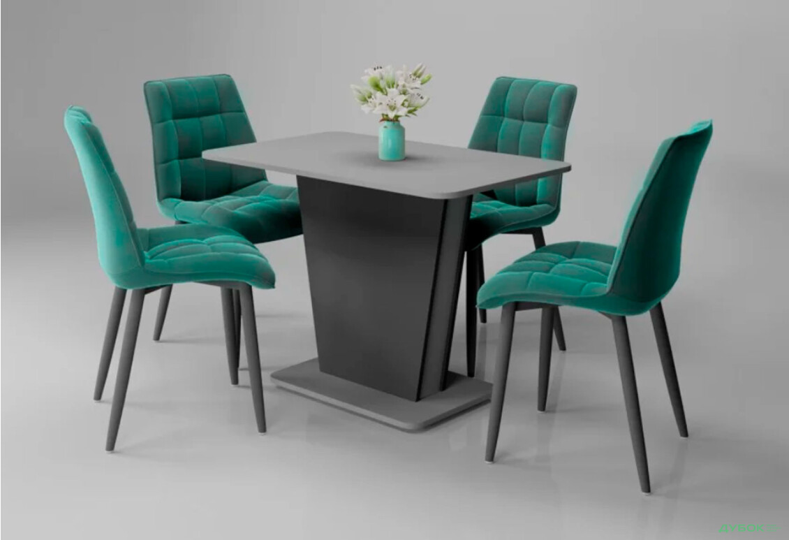 Стіл обідній Intarsio Космо / Cosmo 110x68 см розкладний Графіт / Сірий камінь - Зображення 7 Зображення 7 - Стіл обідній Intarsio Космо / Cosmo 110x68 см розкладний Графіт / Сірий камінь