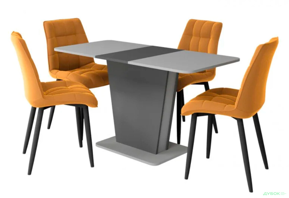 Стіл обідній Intarsio Космо / Cosmo 110x68 см розкладний Графіт / Сірий камінь - Зображення 3 Зображення 3 - Стіл обідній Intarsio Космо / Cosmo 110x68 см розкладний Графіт / Сірий камінь