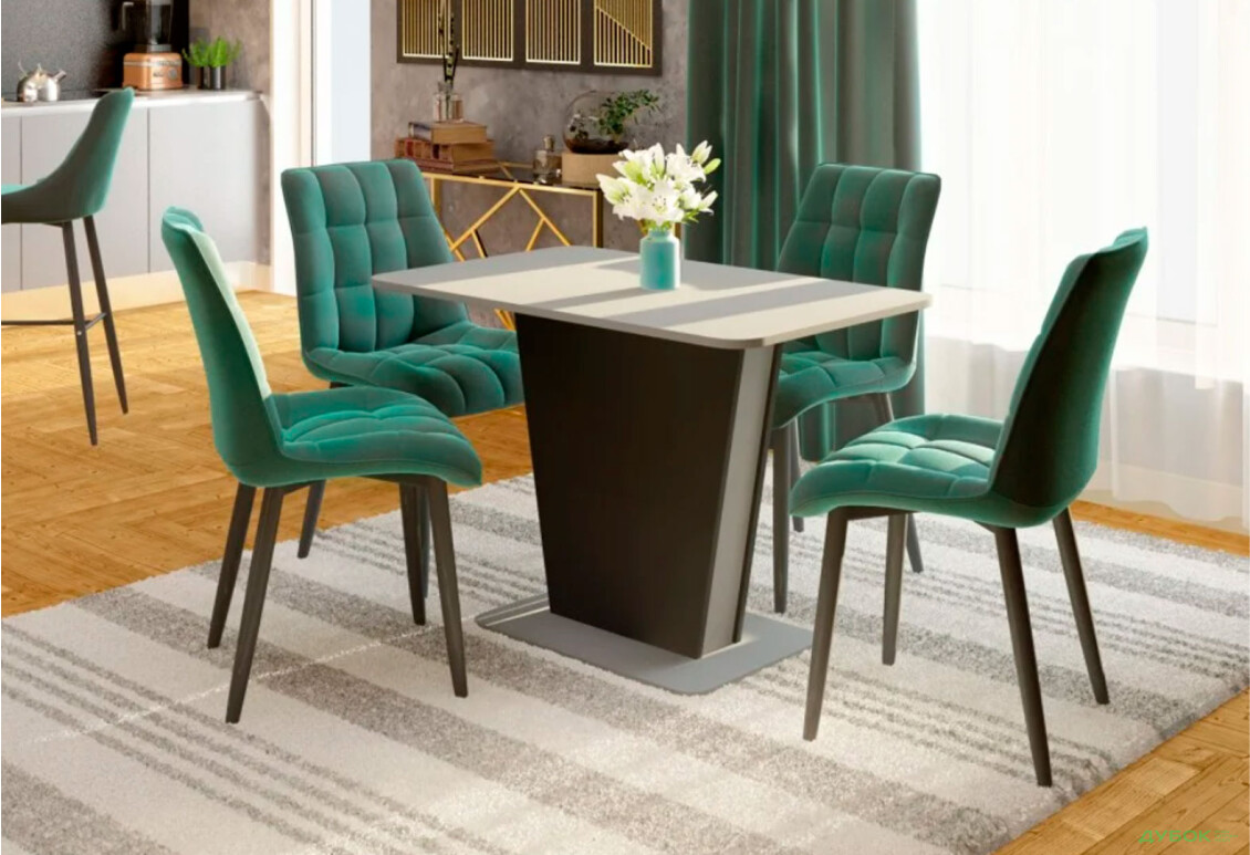 Стіл обідній Intarsio Космо / Cosmo 110x68 см розкладний Графіт / Сірий камінь - Зображення 9 Зображення 9 - Стіл обідній Intarsio Космо / Cosmo 110x68 см розкладний Графіт / Сірий камінь