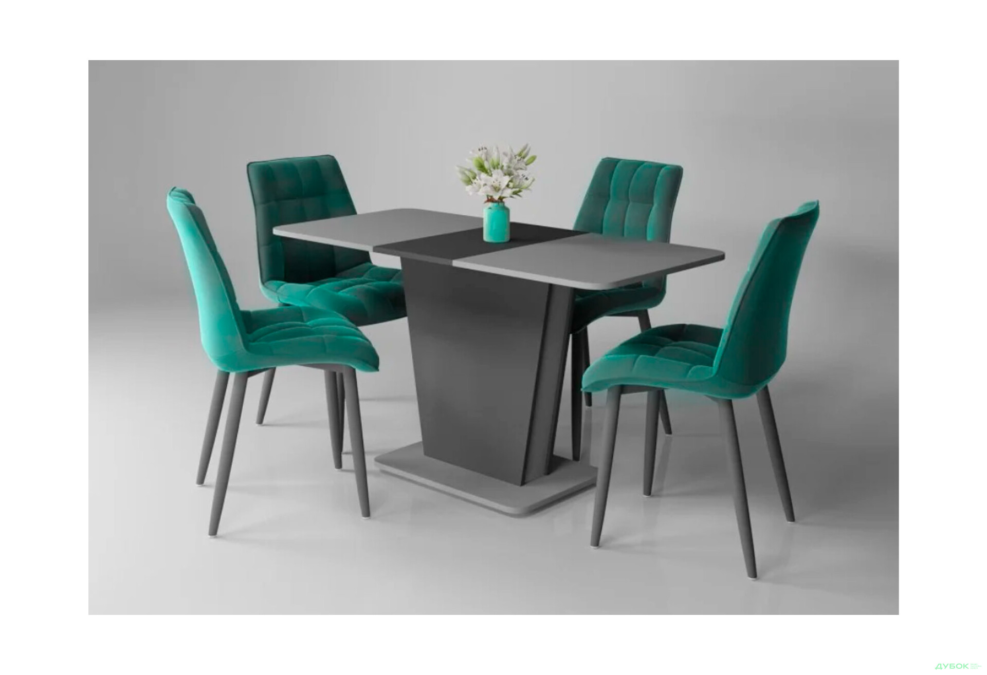 Стіл обідній Intarsio Космо / Cosmo 110x68 см розкладний Графіт / Сірий камінь - Зображення 8 Зображення 8 - Стіл обідній Intarsio Космо / Cosmo 110x68 см розкладний Графіт / Сірий камінь