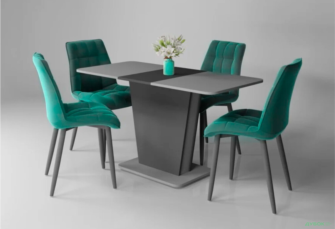 Стіл обідній Intarsio Космо / Cosmo 110x68 см розкладний Графіт / Сірий камінь - Зображення 8 Зображення 8 - Стіл обідній Intarsio Космо / Cosmo 110x68 см розкладний Графіт / Сірий камінь