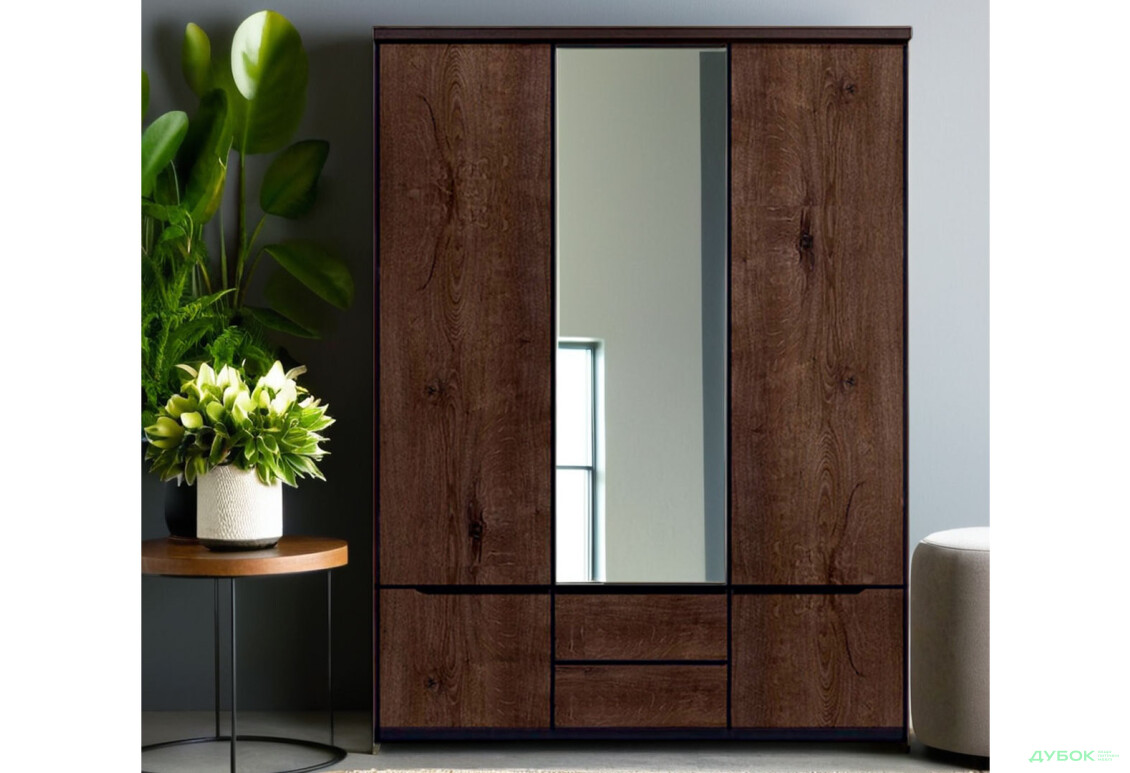 Шафа ВМК Джулі 5-дверна з 2 шухлядами та дзеркалом 154 см Венге магія/Дуб конкордія - Зображення 2 Зображення 2 - Шафа ВМК Джулі 5-дверна з 2 шухлядами та дзеркалом 154 см Венге магія/Дуб конкордія