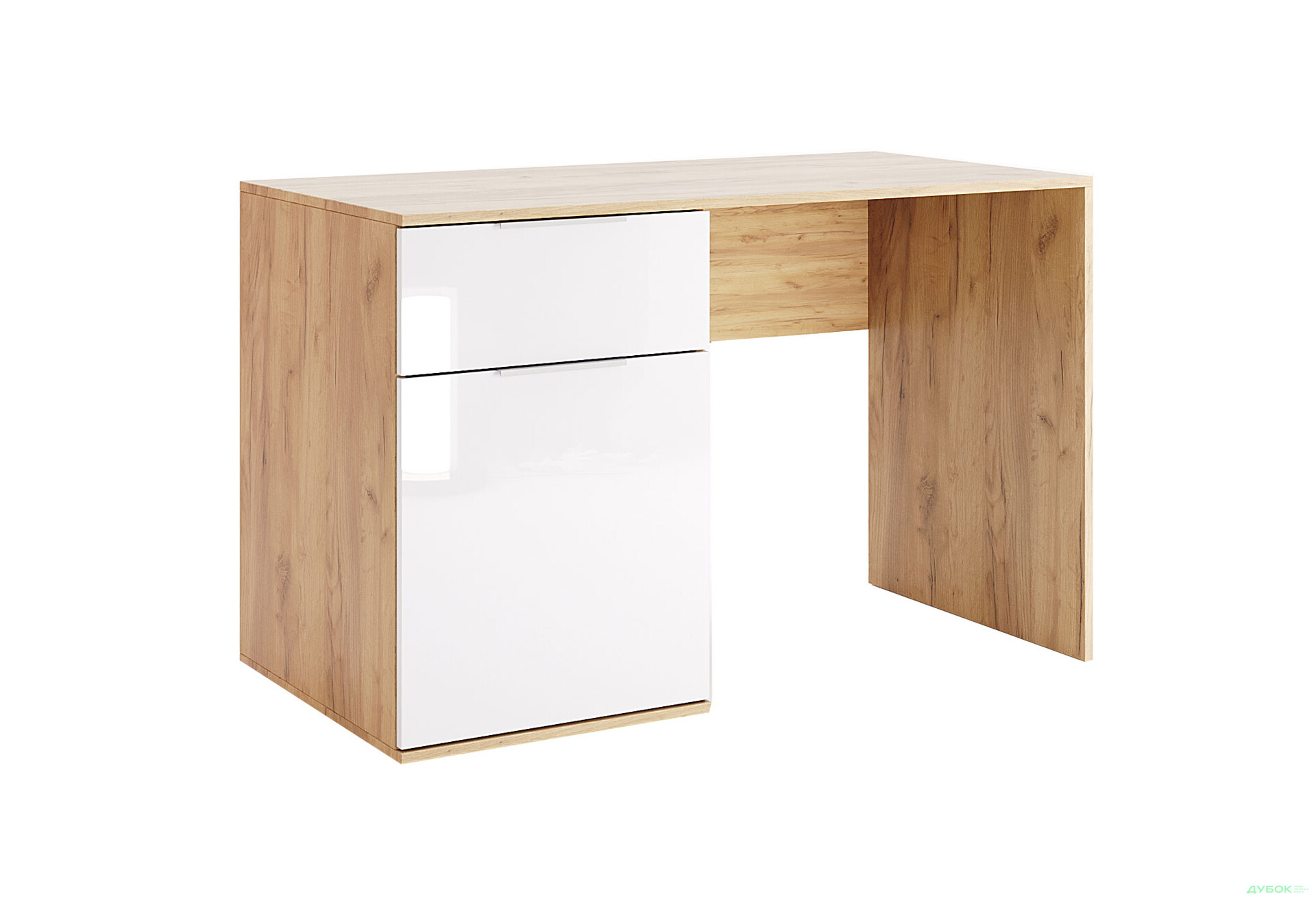 Стол письменный MiroMark Асти 120x60 см с тумбой и ящиком, дуб крафт / глянец белый - Изображение 1 Изображение 1 - Стол письменный MiroMark Асти 120x60 см с тумбой и ящиком, дуб крафт / глянец белый