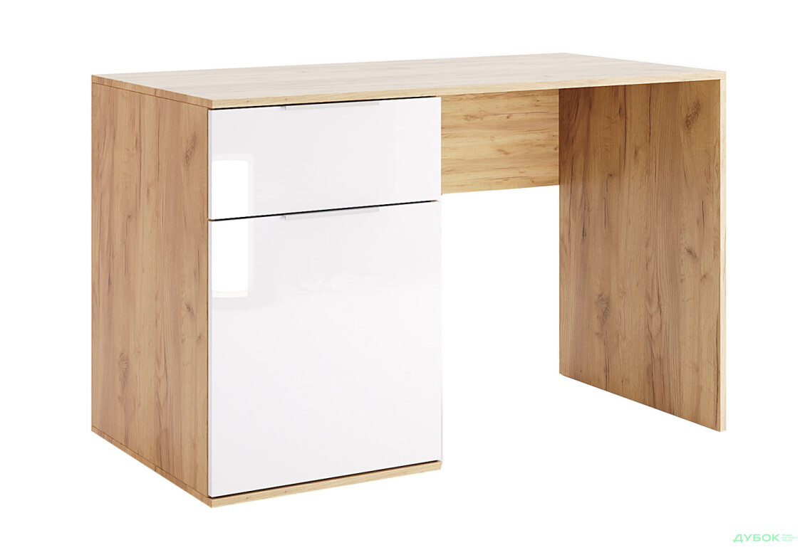 Стол письменный MiroMark Асти 120x60 см с тумбой и ящиком, дуб крафт / глянец белый - Изображение 1 Изображение 1 - Стол письменный MiroMark Асти 120x60 см с тумбой и ящиком, дуб крафт / глянец белый