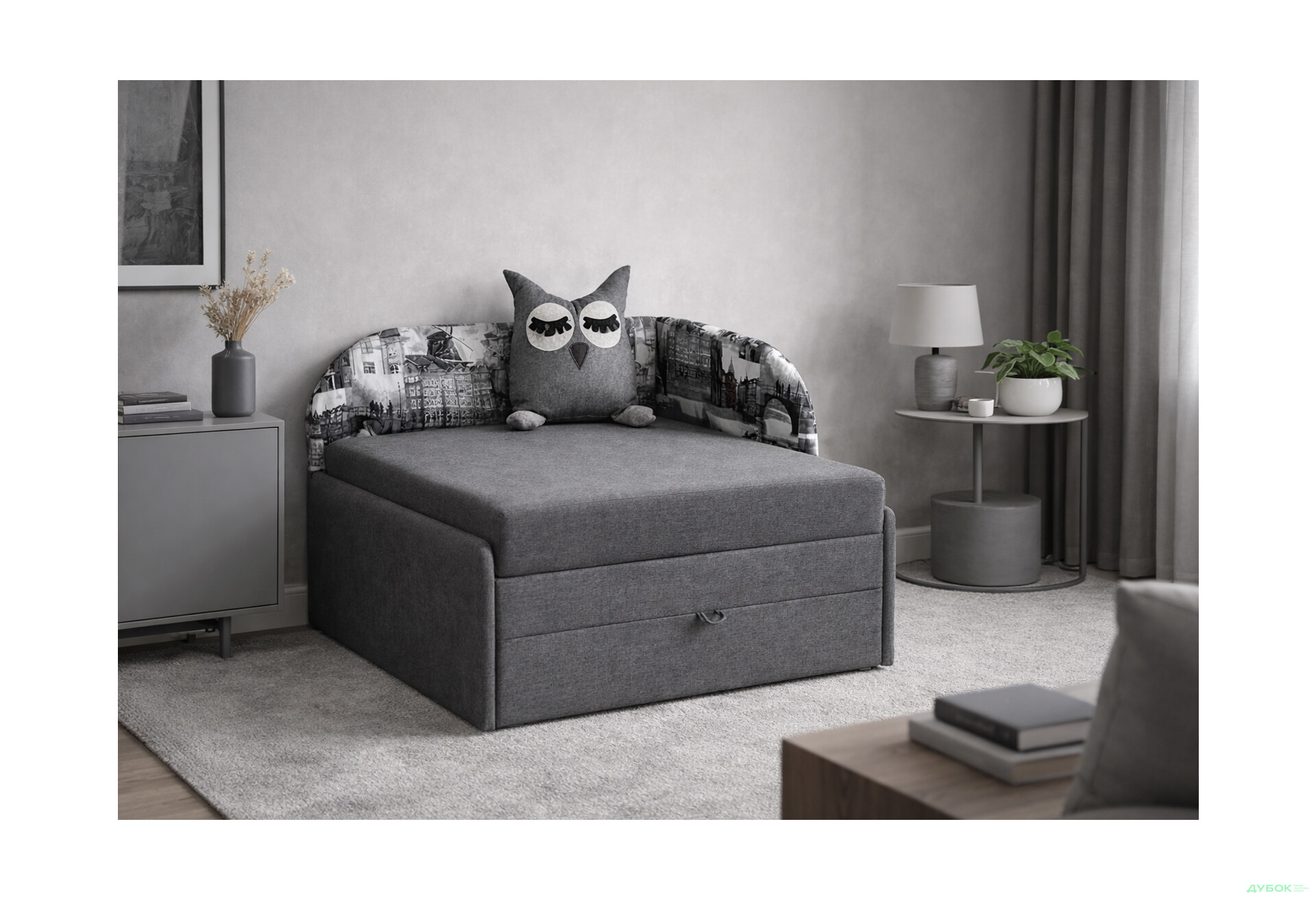 Зображення 2 - Диван Vika Сова лівий кут 84x98 см сірий