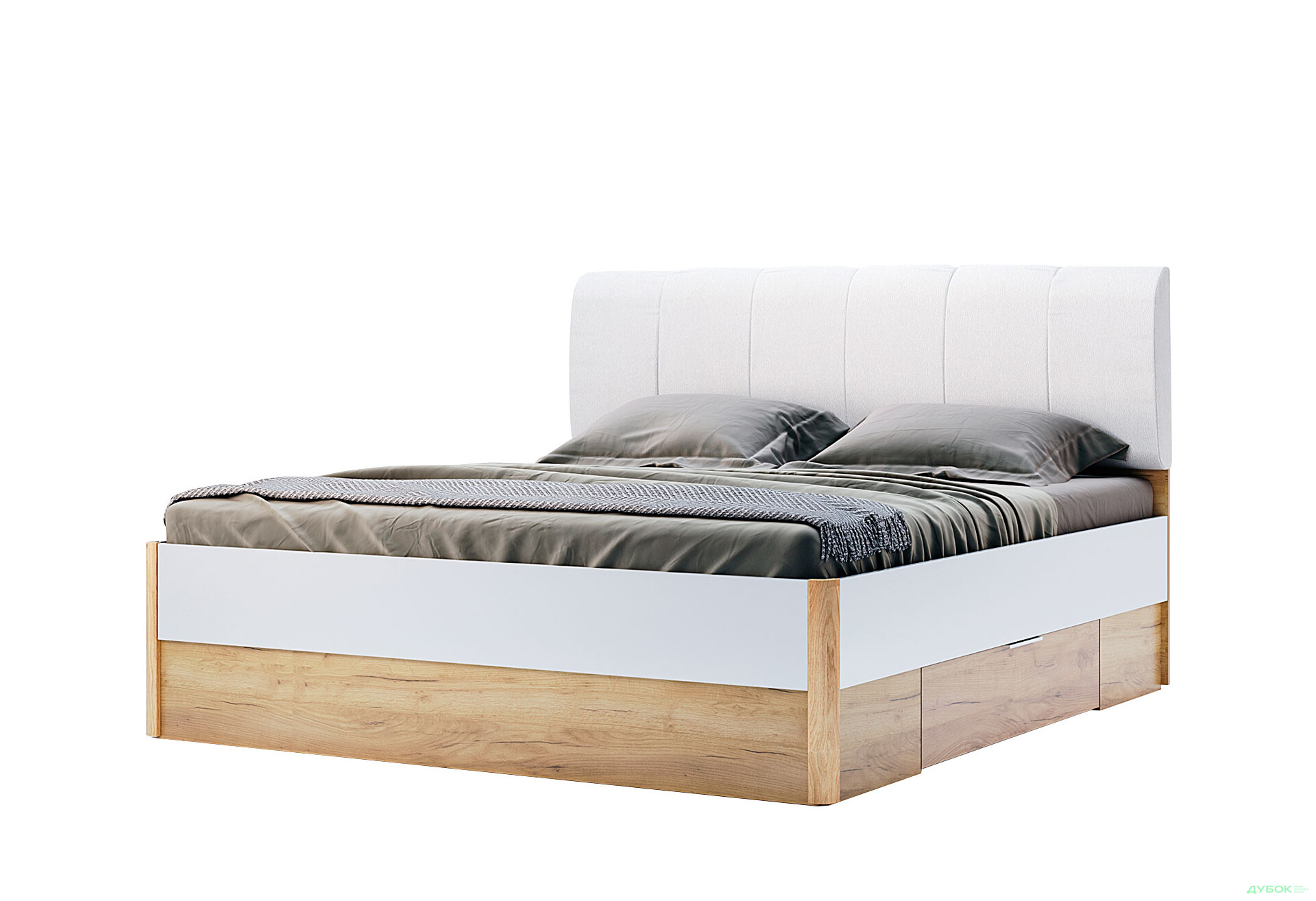 Ліжко MiroMark Асті (без вкладу) 160х200 см з шухлядами, дуб крафт/білий - Зображення 1 Зображення 1 - Ліжко MiroMark Асті (без вкладу) 160х200 см з шухлядами, дуб крафт/білий