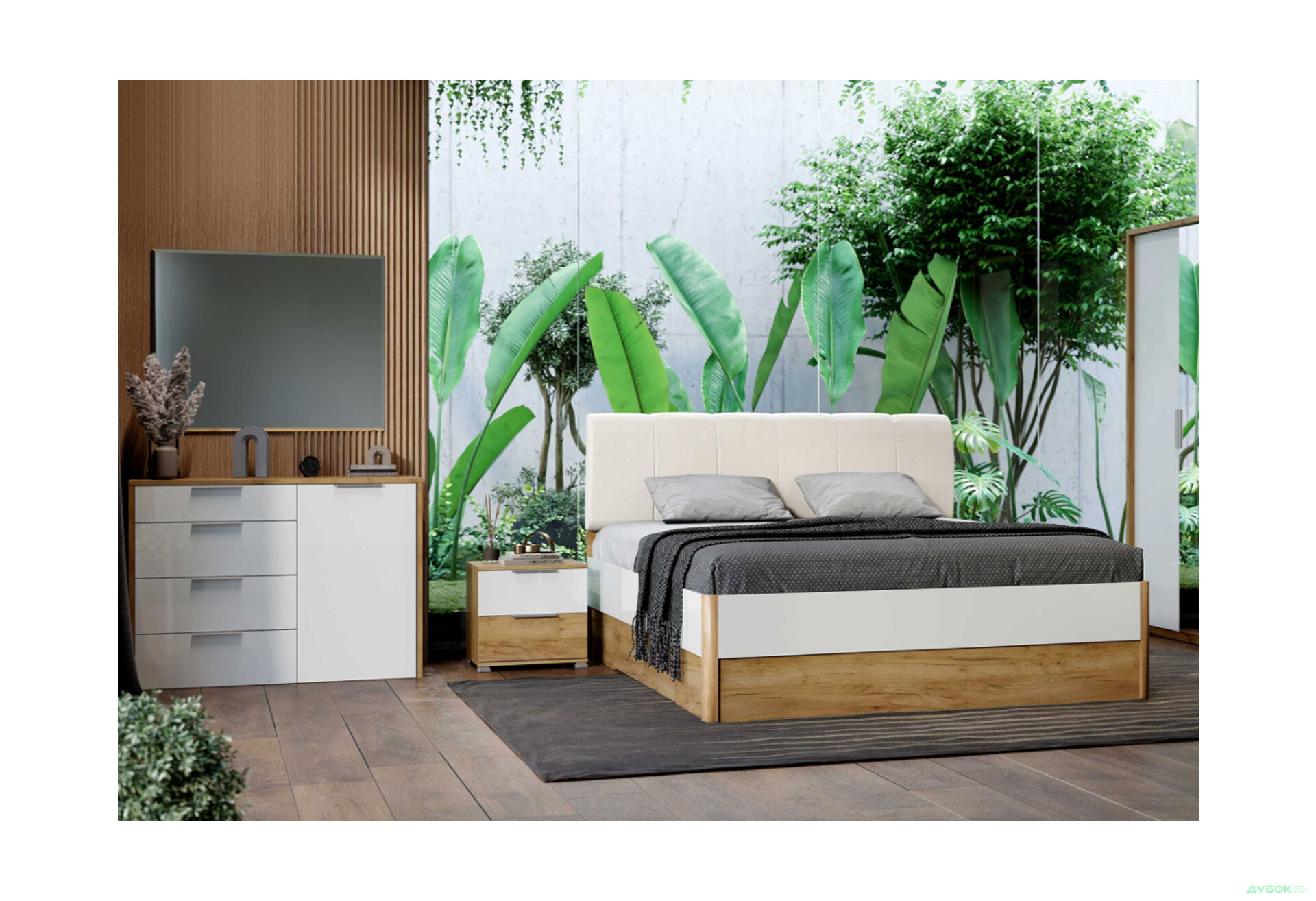 Ліжко MiroMark Асті (без вкладу) 160х200 см з шухлядами, дуб крафт/білий - Зображення 2 Зображення 2 - Ліжко MiroMark Асті (без вкладу) 160х200 см з шухлядами, дуб крафт/білий