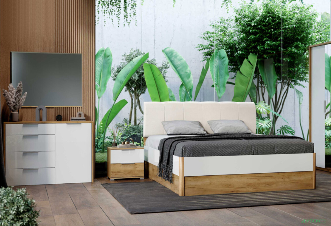 Ліжко MiroMark Асті (без вкладу) 160х200 см з шухлядами, дуб крафт/білий - Зображення 2 Зображення 2 - Ліжко MiroMark Асті (без вкладу) 160х200 см з шухлядами, дуб крафт/білий