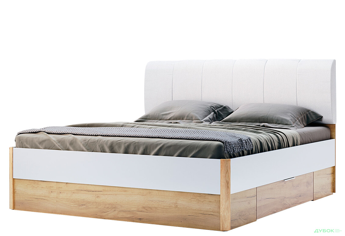 Кровать MiroMark Асти (без вклада) 180х200 см с шухлядами, дуб крафт/белый