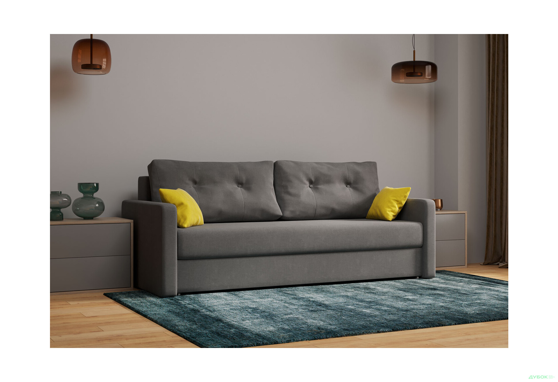 Диван Вика Злата 215x100 см темно-серый (Аляска 05 / Simple 52) - Изображение 2 Изображение 2 - Диван Вика Злата 215x100 см темно-серый (Аляска 05 / Simple 52)