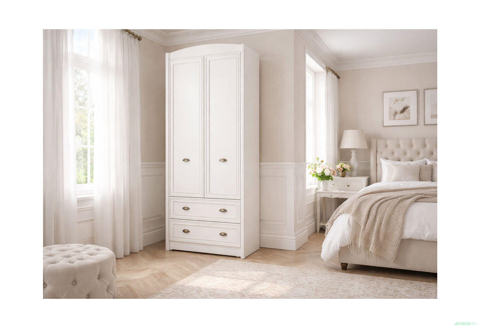 Изображение 2 - Шкаф Гербор Салерно 2-дверный с 2 ящиками 86 см Белый