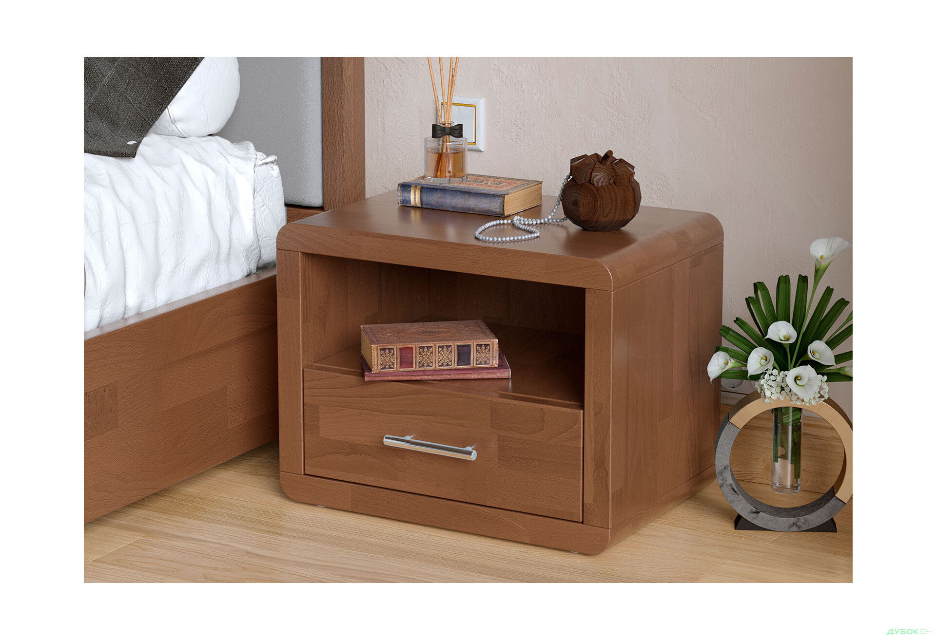 Тумба приліжкова Arbor Drev Глорія з шухлядою 52 см - Зображення 2 Зображення 2 - Тумба приліжкова Arbor Drev Глорія з шухлядою 52 см