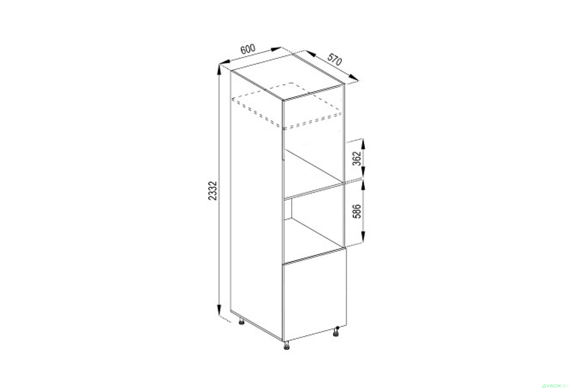 Корпус П 60 ДШ п/мікрохв. (h-920) Світ Меблів - Зображення 1 Зображення 1 - Корпус П 60 ДШ п/мікрохв. (h-920) Світ Меблів