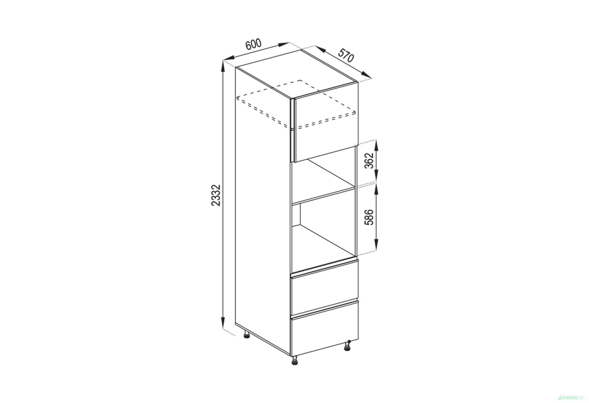 Зображення 1 - П 60 ДШ п/мікрохв. (h-920) LUX Софі Світ Меблів