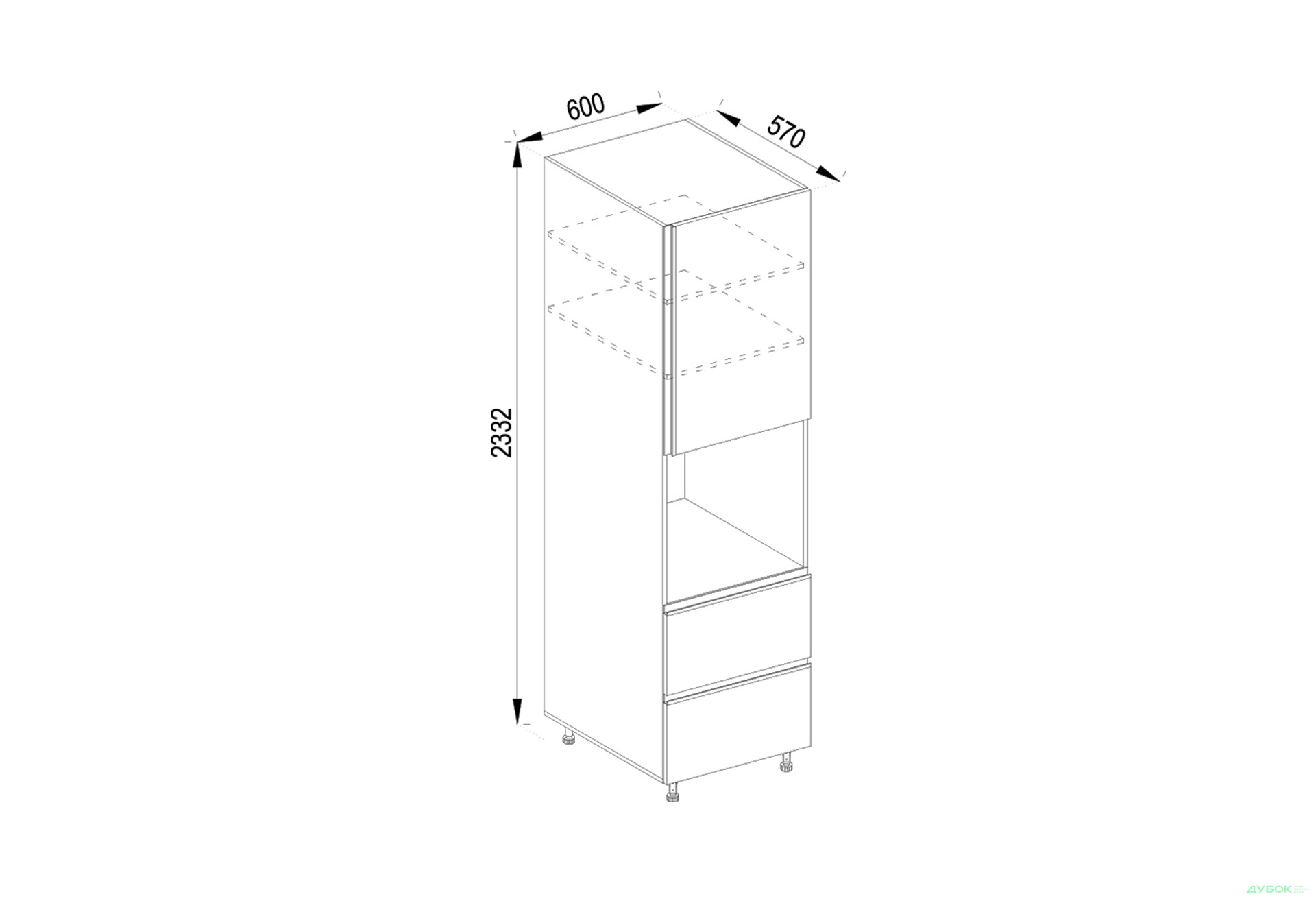 Зображення 1 - П 60 ДШ LUX (h-920) Софі Лак Світ Меблів