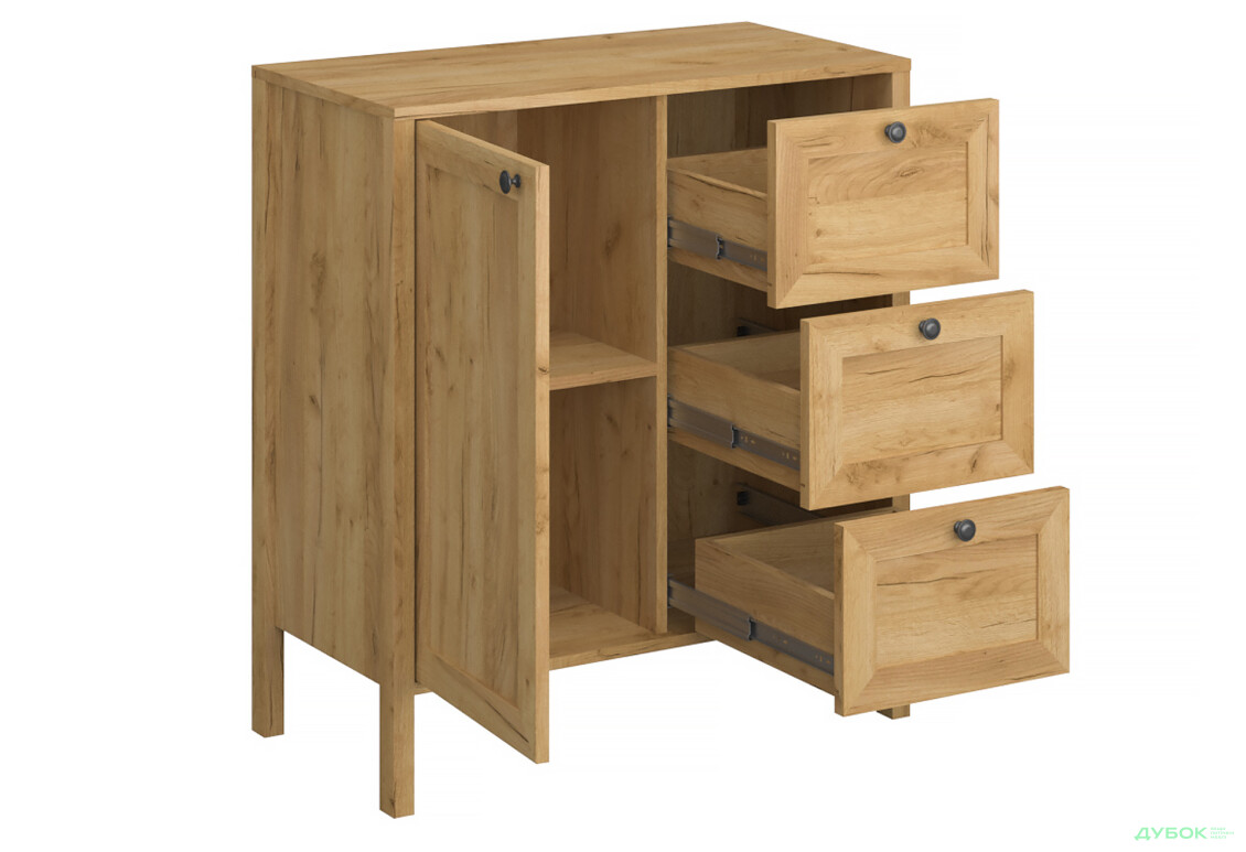 Комод VMV holding Klark / Кларк 1-дверний з 3 шухлядами 80 см Дуб крафт золотий - Зображення 5 Зображення 5 - Комод VMV holding Klark / Кларк 1-дверний з 3 шухлядами 80 см Дуб крафт золотий