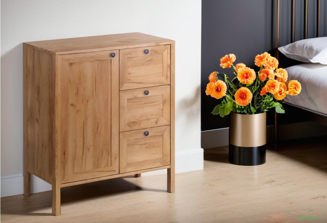 Комод VMV holding Klark / Кларк 1-дверний з 3 шухлядами 80 см Дуб крафт золотий - Зображення 2 Зображення 2 - Комод VMV holding Klark / Кларк 1-дверний з 3 шухлядами 80 см Дуб крафт золотий