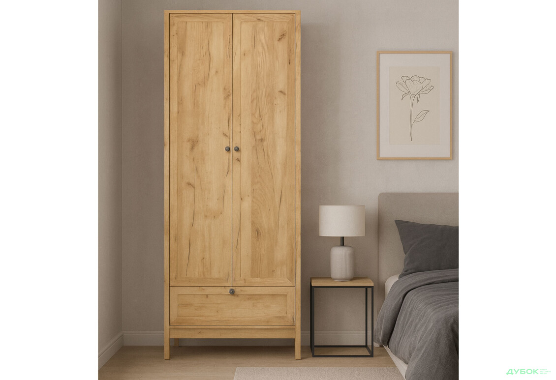 Изображение 2 - Шкаф VMV holding Klark / Кларк 2-дверный с ящиком 83 см Дуб крафт золотой