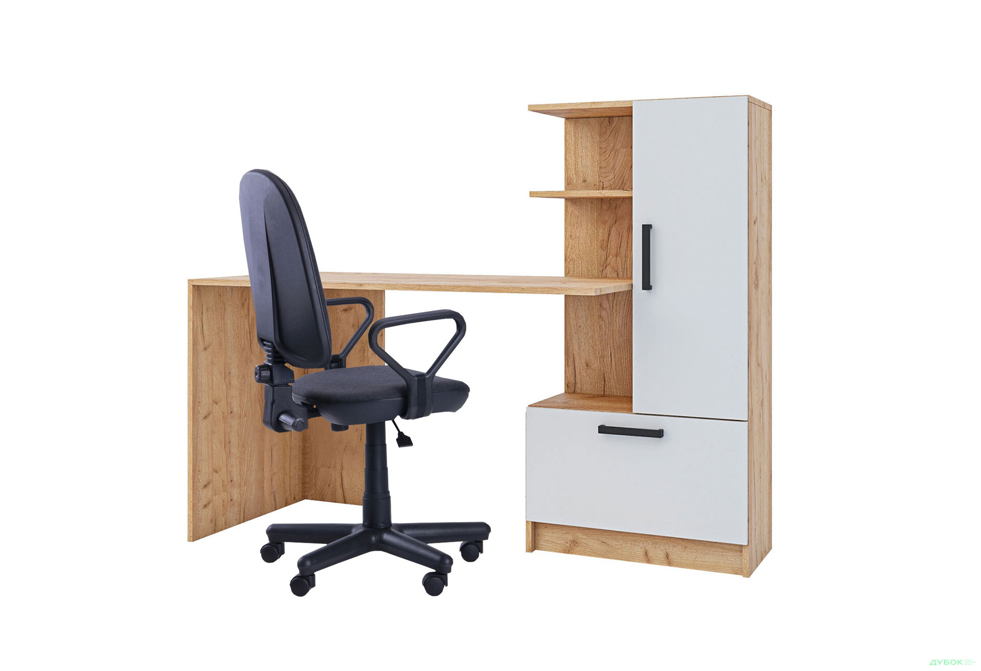 Стол компьютерный Garant Стандарт 150x59 см со стеллажом, Дуб крафт золотой / Нимфея альба сборка правая - Изображение 4 Изображение 4 - Стол компьютерный Garant Стандарт 150x59 см со стеллажом, Дуб крафт золотой / Нимфея альба сборка правая