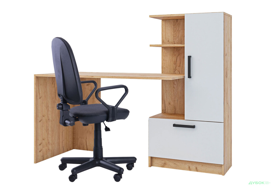 Стол компьютерный Garant Стандарт 150x59 см со стеллажом, Дуб крафт золотой / Нимфея альба сборка правая - Изображение 4 Изображение 4 - Стол компьютерный Garant Стандарт 150x59 см со стеллажом, Дуб крафт золотой / Нимфея альба сборка правая