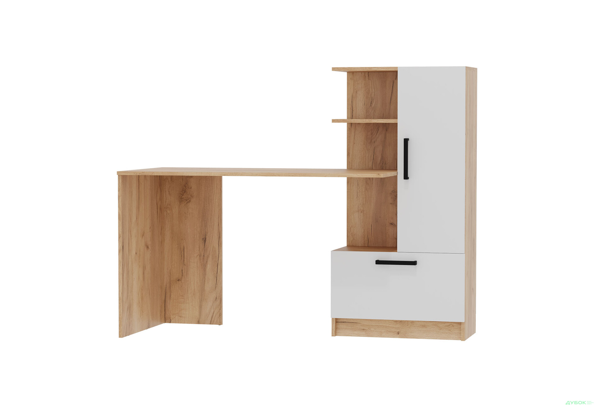 Стол компьютерный Garant Стандарт 150x59 см со стеллажом, Дуб крафт золотой / Нимфея альба сборка правая - Изображение 1 Изображение 1 - Стол компьютерный Garant Стандарт 150x59 см со стеллажом, Дуб крафт золотой / Нимфея альба сборка правая