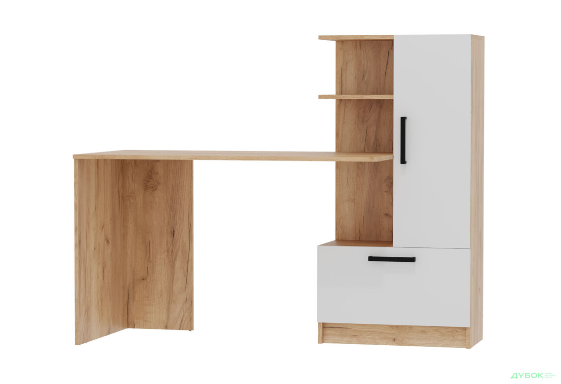 Стол компьютерный Garant Стандарт 150x59 см со стеллажом, Дуб крафт золотой / Нимфея альба сборка правая - Изображение 1 Изображение 1 - Стол компьютерный Garant Стандарт 150x59 см со стеллажом, Дуб крафт золотой / Нимфея альба сборка правая