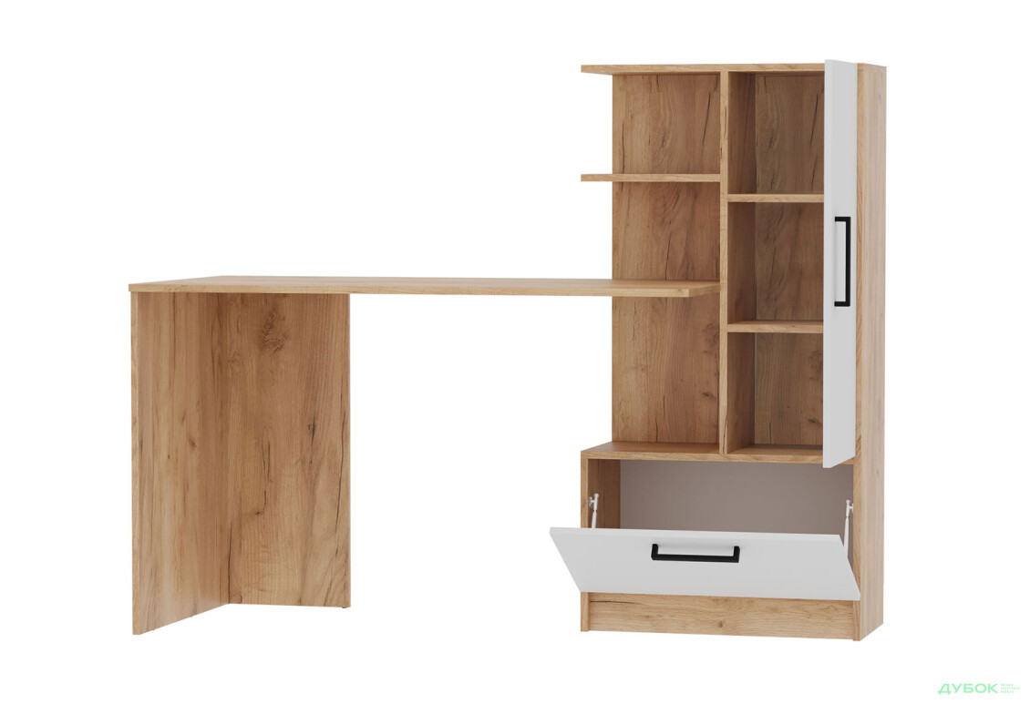 Стол компьютерный Garant Стандарт 150x59 см со стеллажом, Дуб крафт золотой / Нимфея альба сборка правая - Изображение 3 Изображение 3 - Стол компьютерный Garant Стандарт 150x59 см со стеллажом, Дуб крафт золотой / Нимфея альба сборка правая