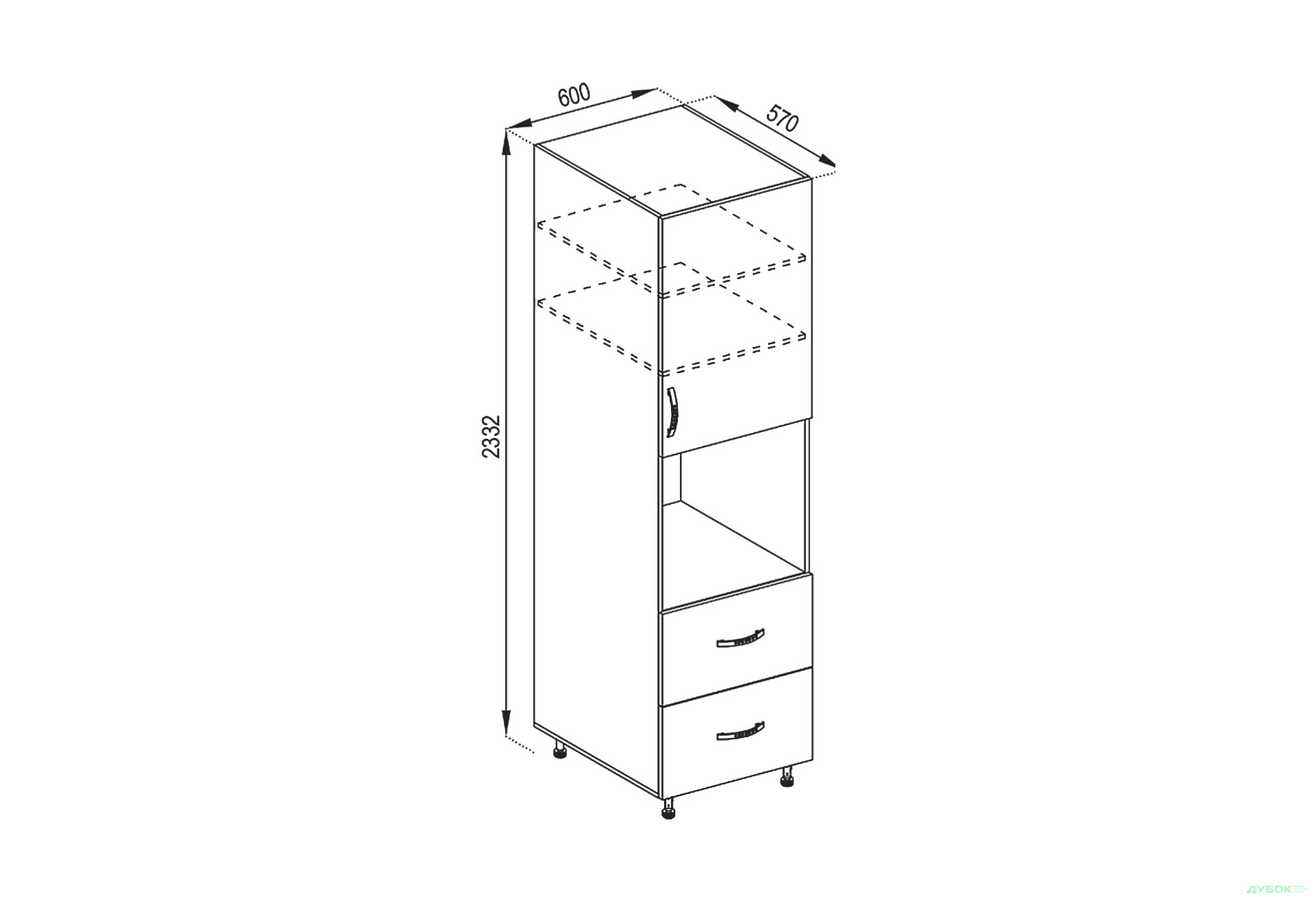 Зображення 1 - П 60 ДШ LUX (h-920) Оля Світ Меблів
