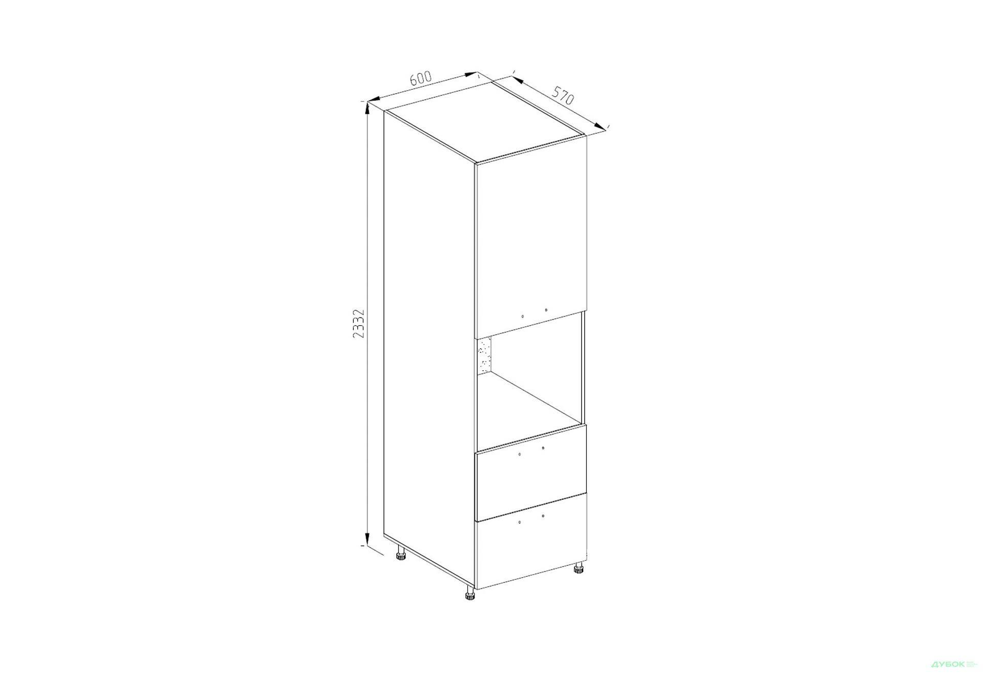 Зображення 1 - П 60 ДШ (h 920) LUX Марта Лак Світ Меблів