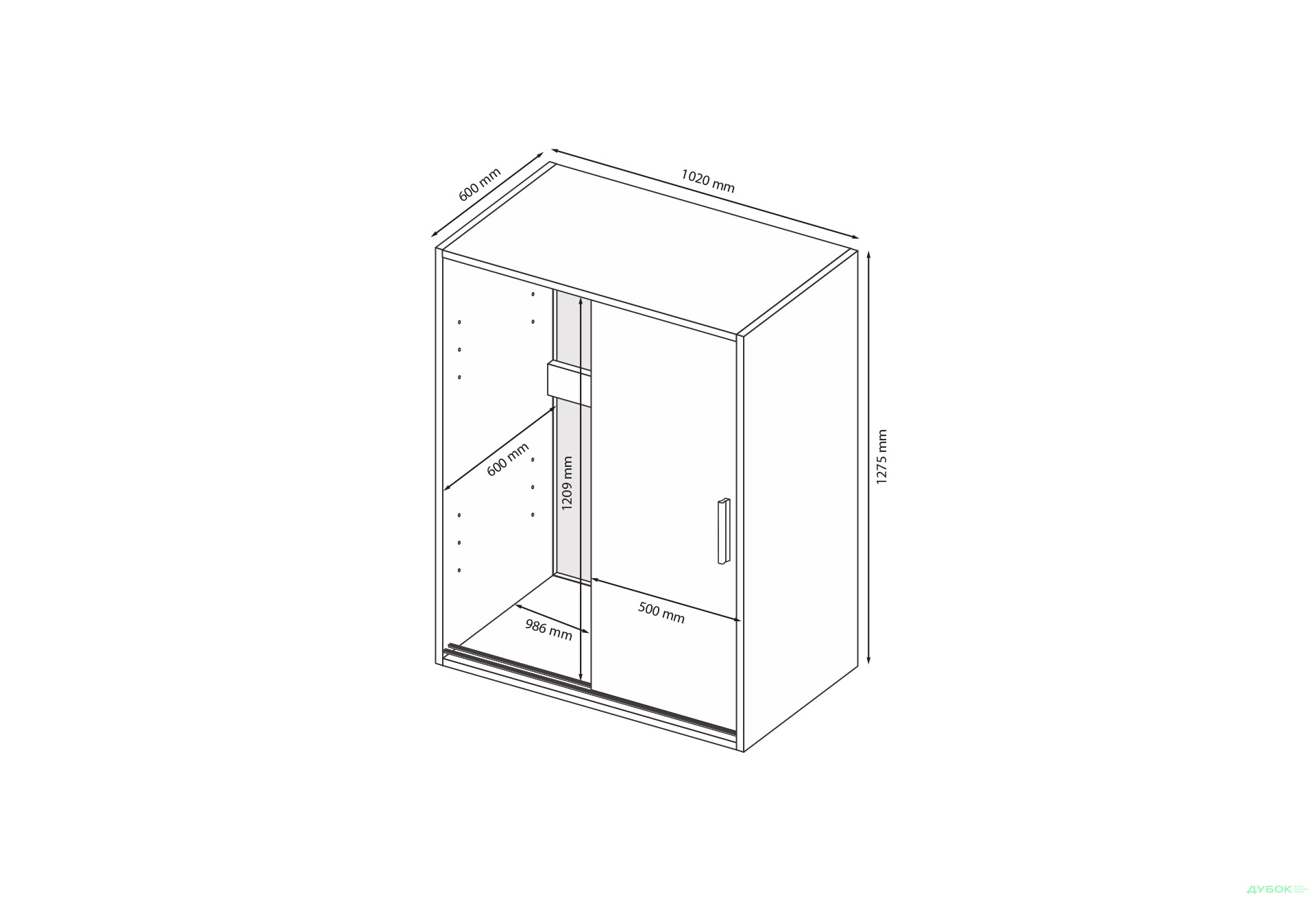 Изображение 5 - Комод MiroMark Кейс 2-дверный со штангой для вешалок 102 см Белый