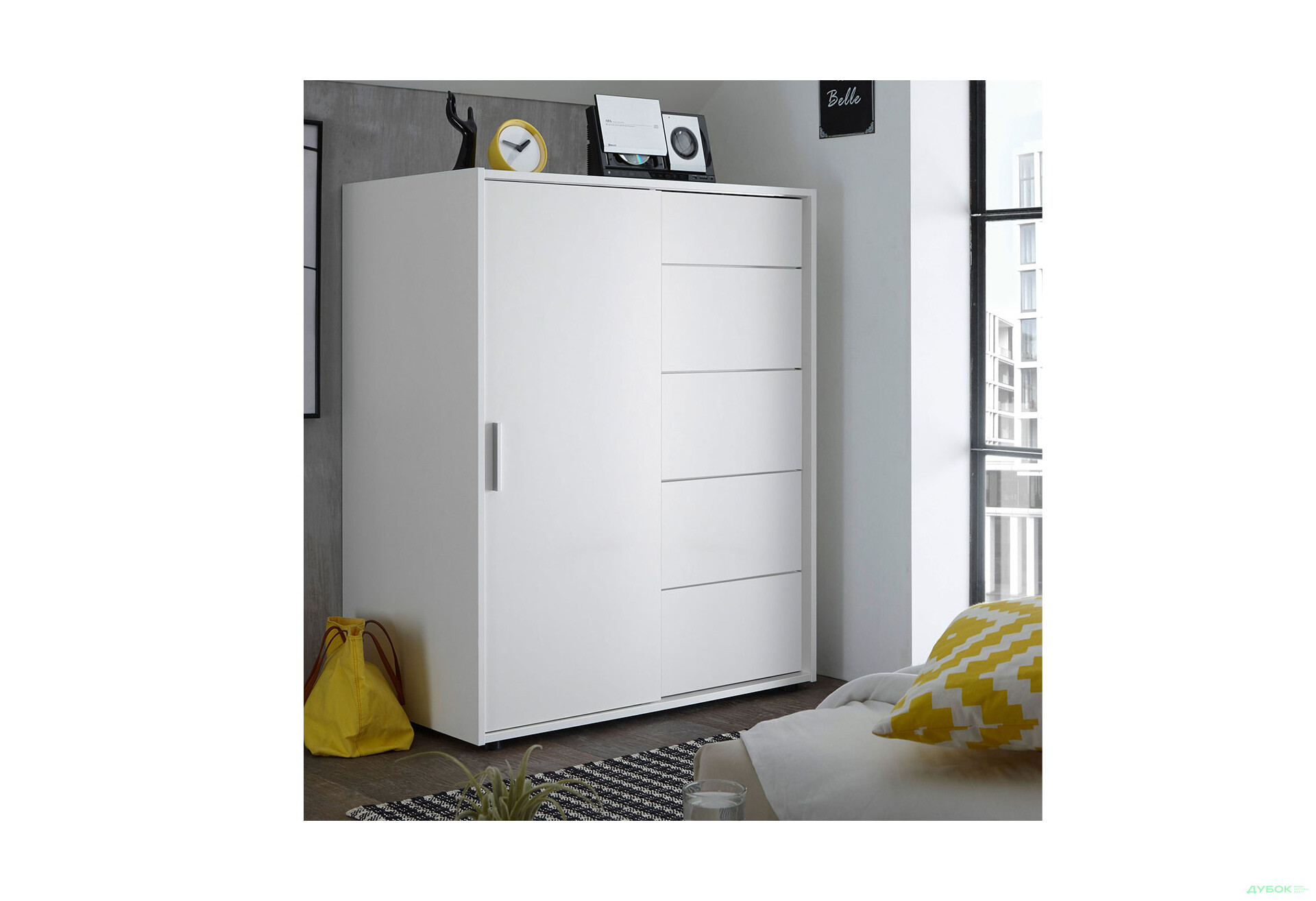 Комод MiroMark Кейс 1-дверний з 5 шухлядами 102 см Білий - Зображення 3 Зображення 3 - Комод MiroMark Кейс 1-дверний з 5 шухлядами 102 см Білий