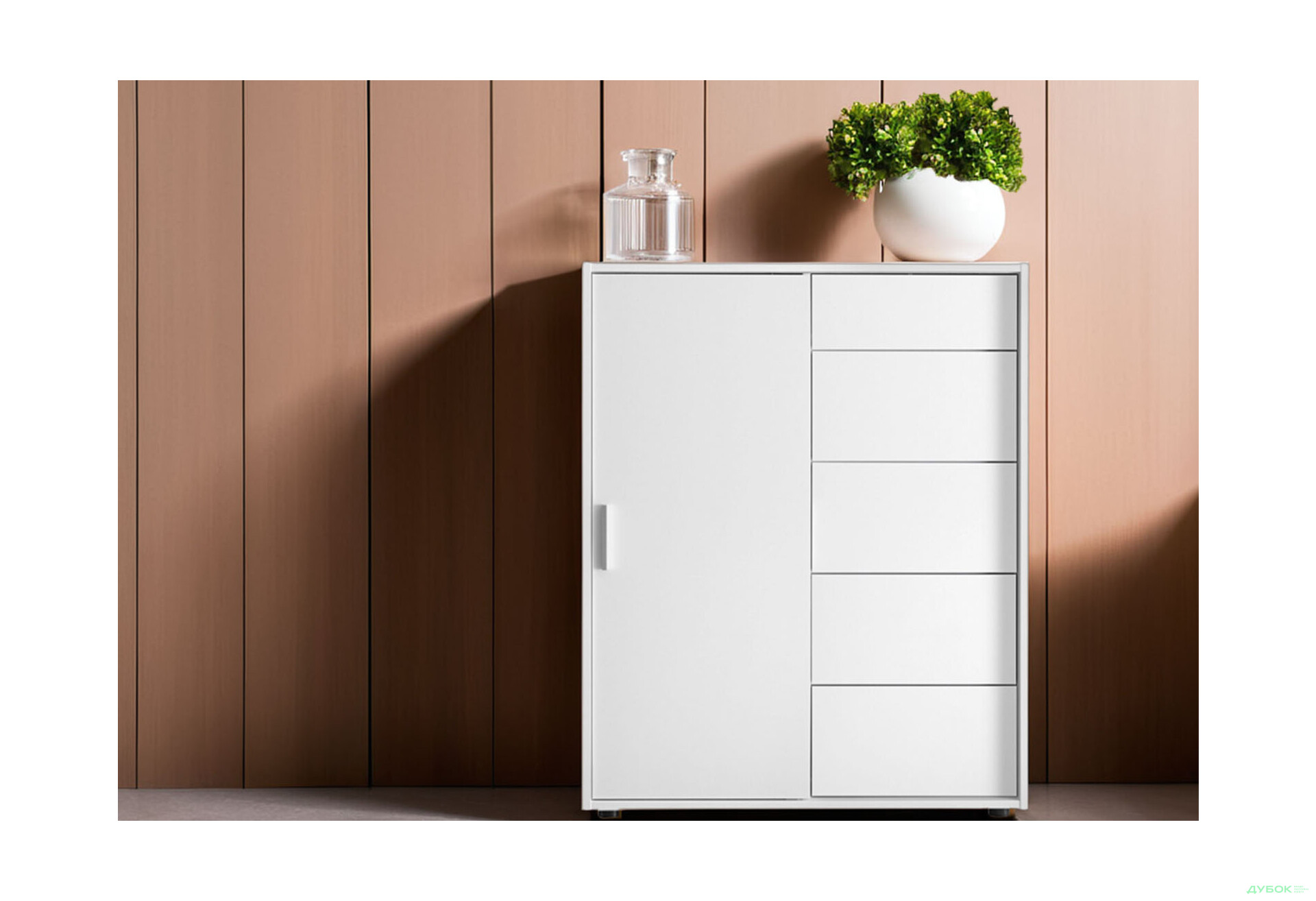 Комод MiroMark Кейс 1-дверний з 5 шухлядами 102 см Білий - Зображення 2 Зображення 2 - Комод MiroMark Кейс 1-дверний з 5 шухлядами 102 см Білий