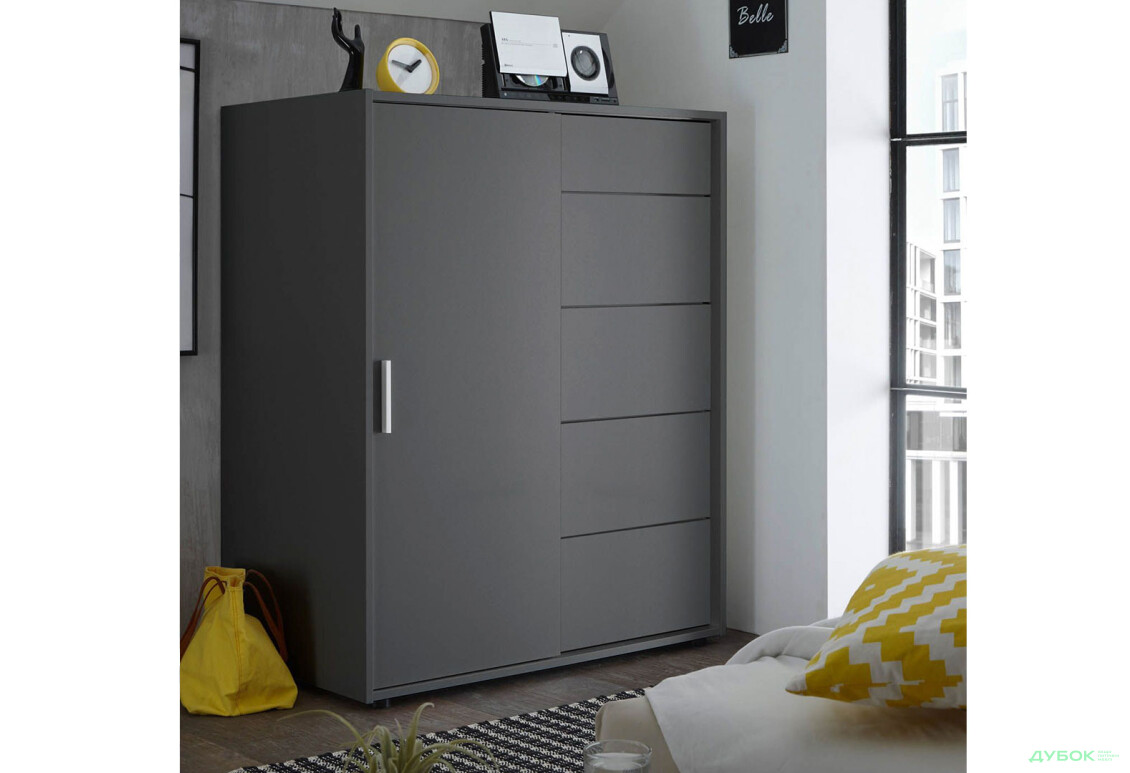 Комод MiroMark Кейс 1-дверний з 5 шухлядами 102 см Графіт - Зображення 3 Зображення 3 - Комод MiroMark Кейс 1-дверний з 5 шухлядами 102 см Графіт