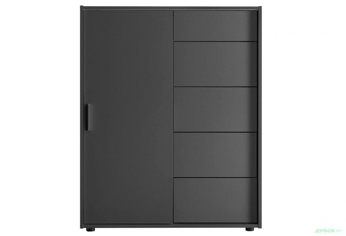 Комод MiroMark Кейс 1-дверний з 5 шухлядами 102 см Графіт - Зображення 1 Зображення 1 - Комод MiroMark Кейс 1-дверний з 5 шухлядами 102 см Графіт