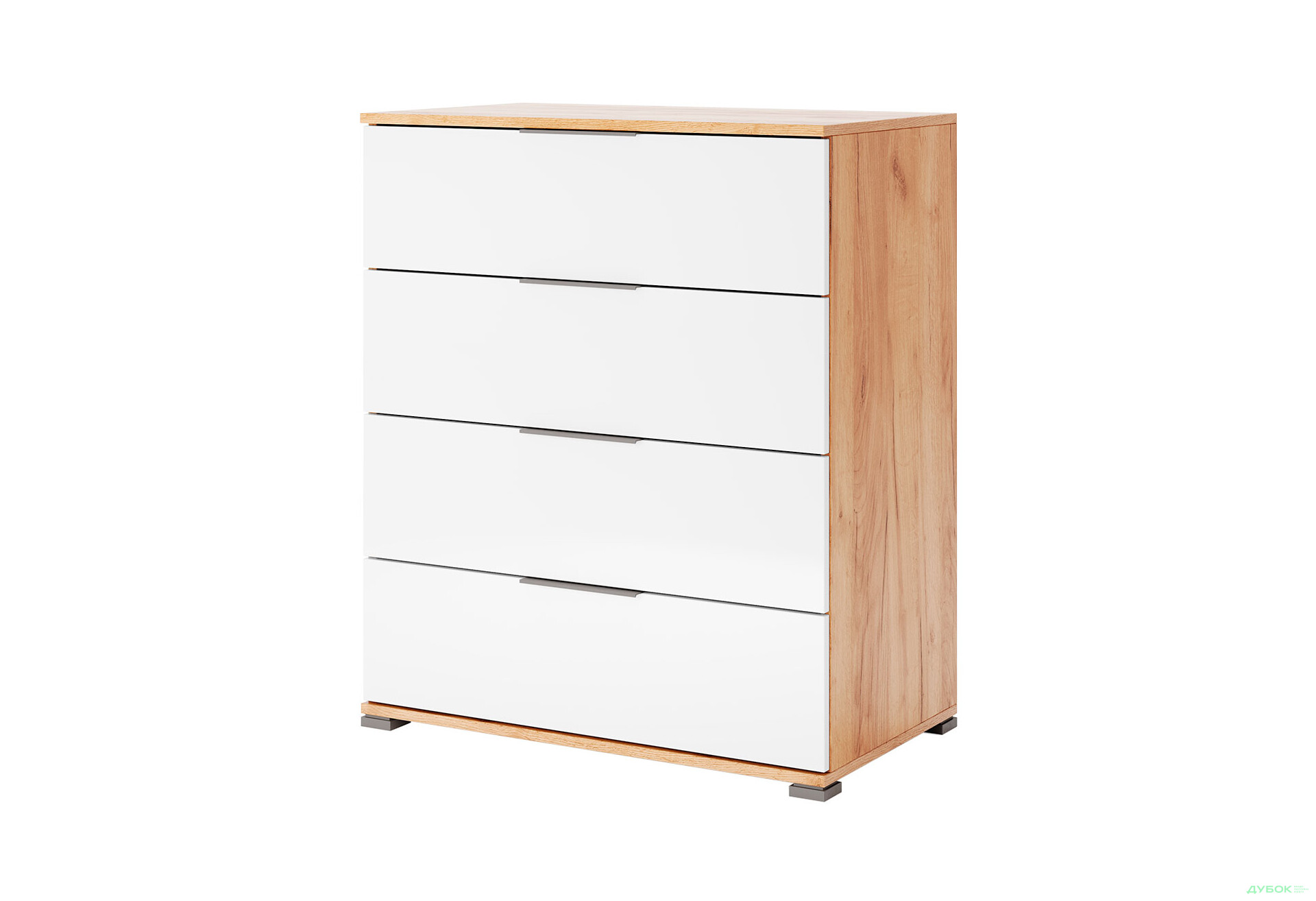 Комод MiroMark Асті з 4 шухлядами 80 см Дуб крафт/Білий - Зображення 1 Зображення 1 - Комод MiroMark Асті з 4 шухлядами 80 см Дуб крафт/Білий