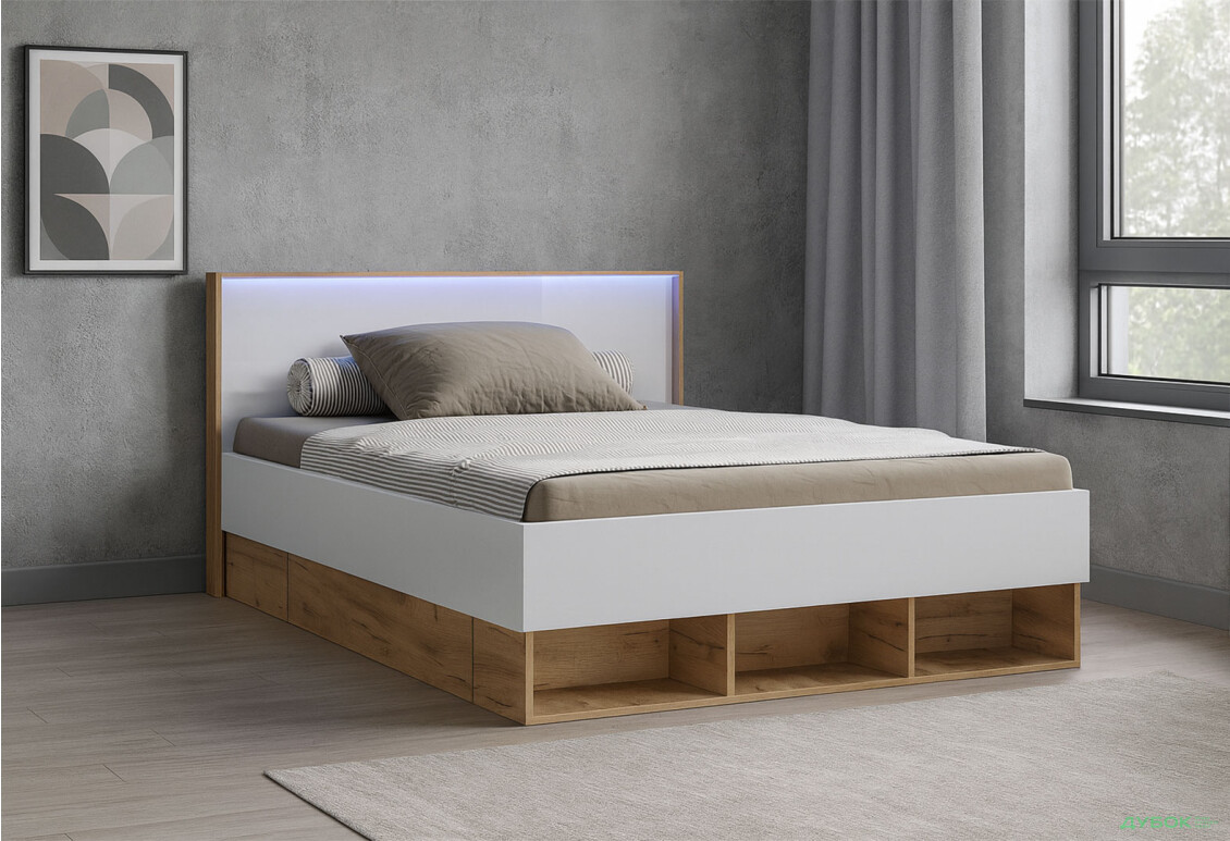 Ліжко MiroMark Асті Джуніор (без вкладу) 120х200 см з шухлядами, дуб крафт/білий - Зображення 2 Зображення 2 - Ліжко MiroMark Асті Джуніор (без вкладу) 120х200 см з шухлядами, дуб крафт/білий