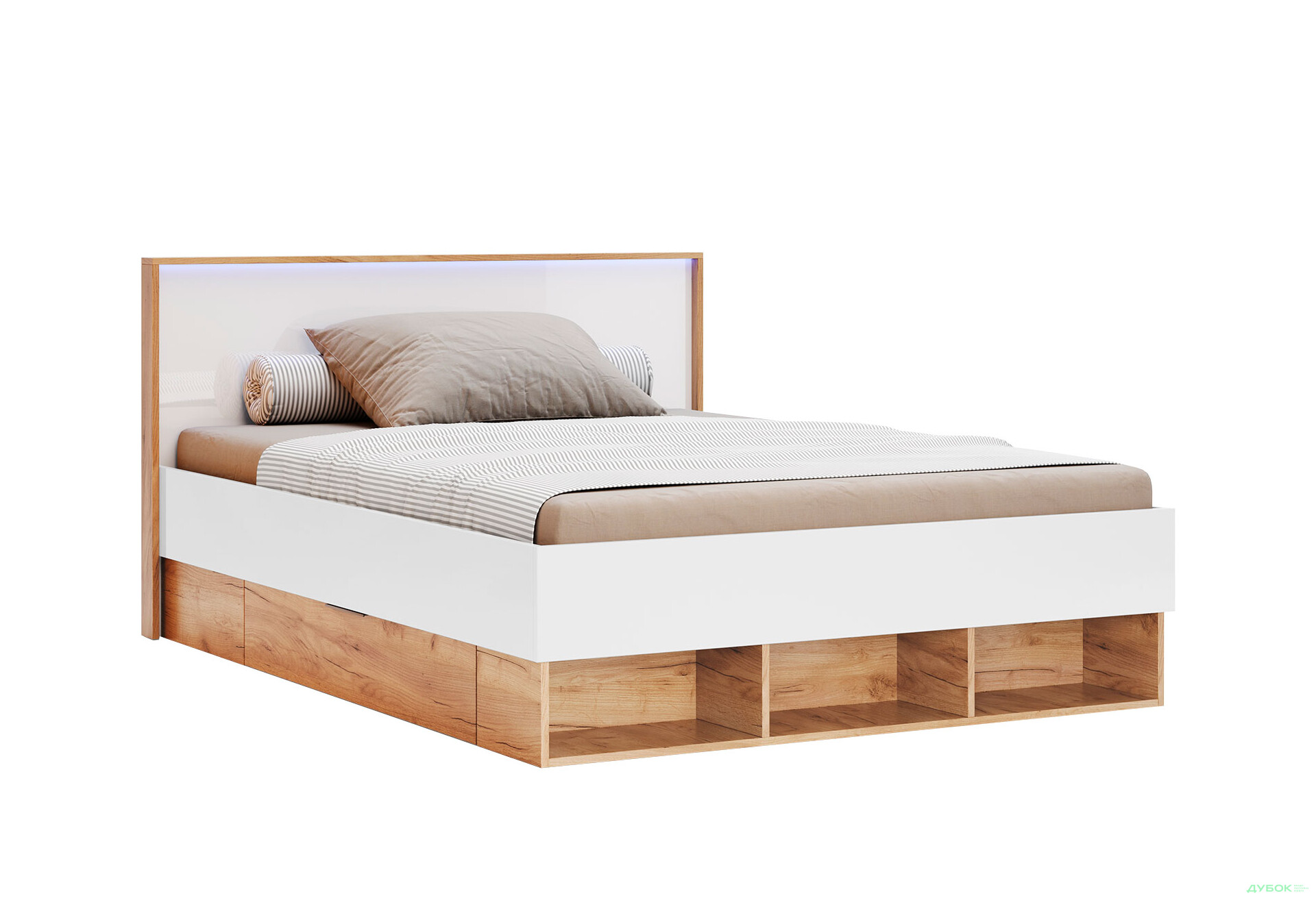 Ліжко MiroMark Асті Джуніор (без вкладу) 120х200 см з шухлядами, дуб крафт/білий - Зображення 1 Зображення 1 - Ліжко MiroMark Асті Джуніор (без вкладу) 120х200 см з шухлядами, дуб крафт/білий