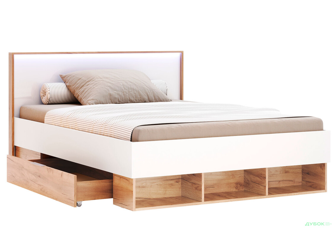 Ліжко MiroMark Асті Джуніор (без вкладу) 120х200 см з шухлядами, дуб крафт/білий - Зображення 3 Зображення 3 - Ліжко MiroMark Асті Джуніор (без вкладу) 120х200 см з шухлядами, дуб крафт/білий