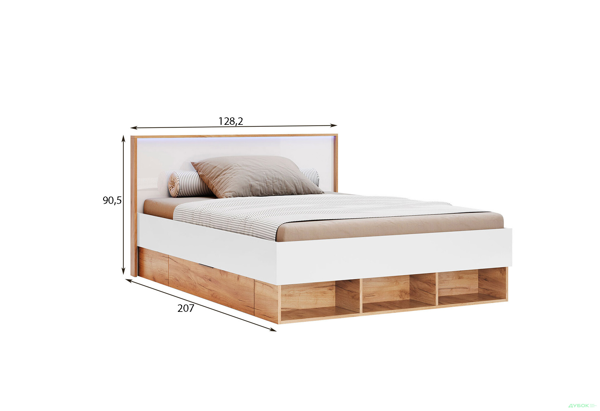 Ліжко MiroMark Асті Джуніор (без вкладу) 120х200 см з шухлядами, дуб крафт/білий - Зображення 4 Зображення 4 - Ліжко MiroMark Асті Джуніор (без вкладу) 120х200 см з шухлядами, дуб крафт/білий