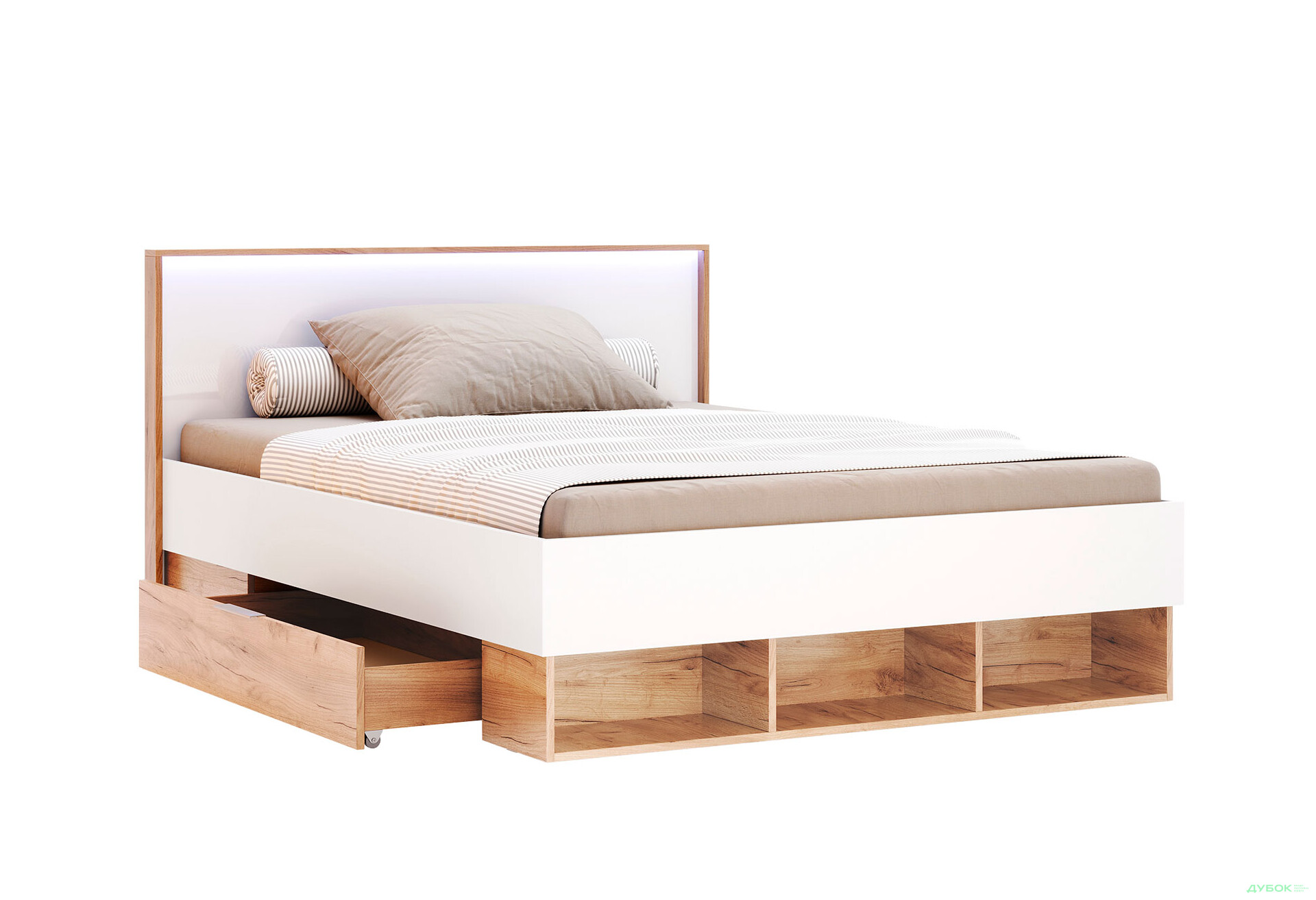 Кровать MiroMark Асти Джуниор (без вклада) 140х200 см с шухлядами, дуб крафт/белый - Изображение 3 Изображение 3 - Кровать MiroMark Асти Джуниор (без вклада) 140х200 см с шухлядами, дуб крафт/белый