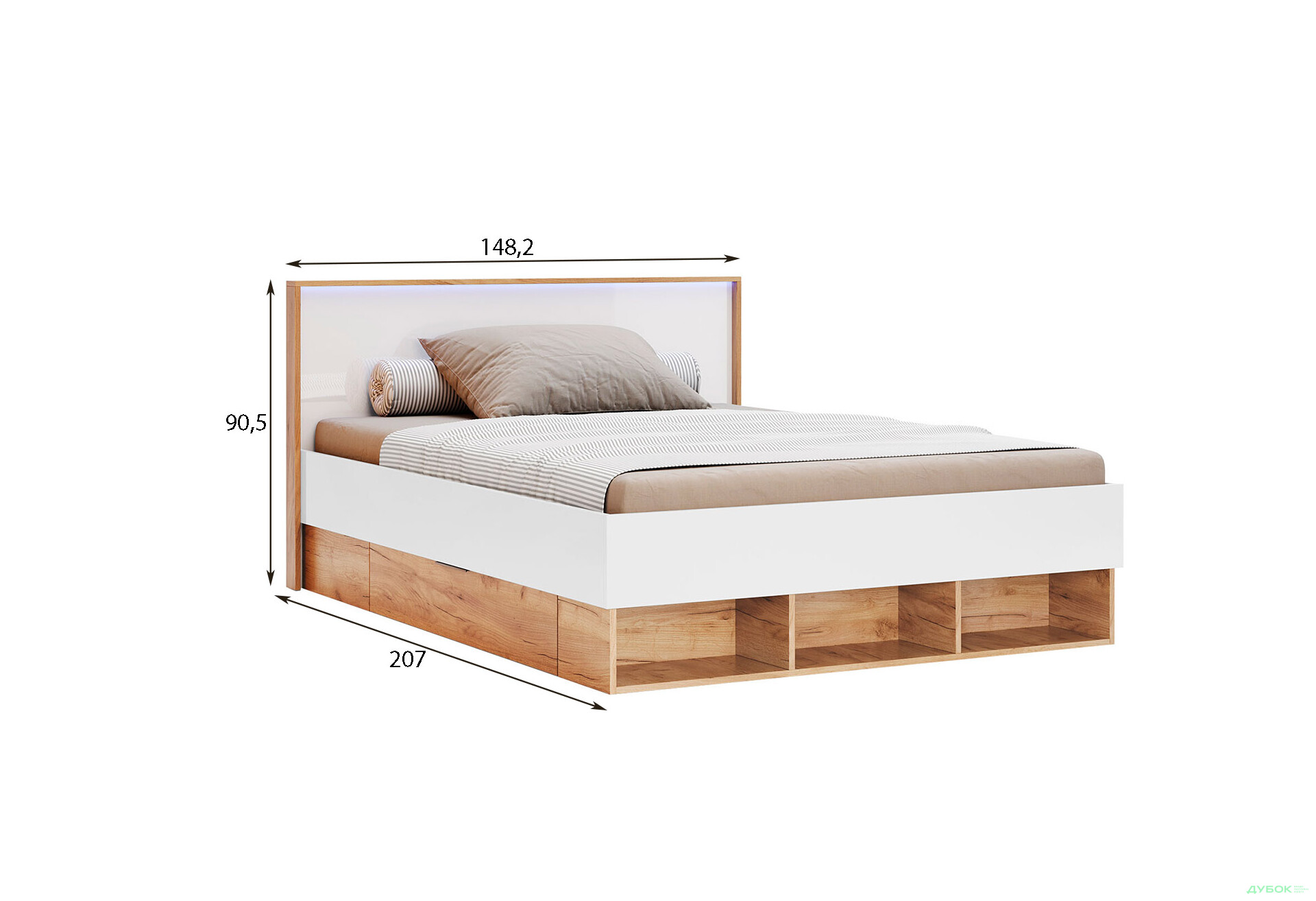 Кровать MiroMark Асти Джуниор (без вклада) 140х200 см с шухлядами, дуб крафт/белый - Изображение 4 Изображение 4 - Кровать MiroMark Асти Джуниор (без вклада) 140х200 см с шухлядами, дуб крафт/белый