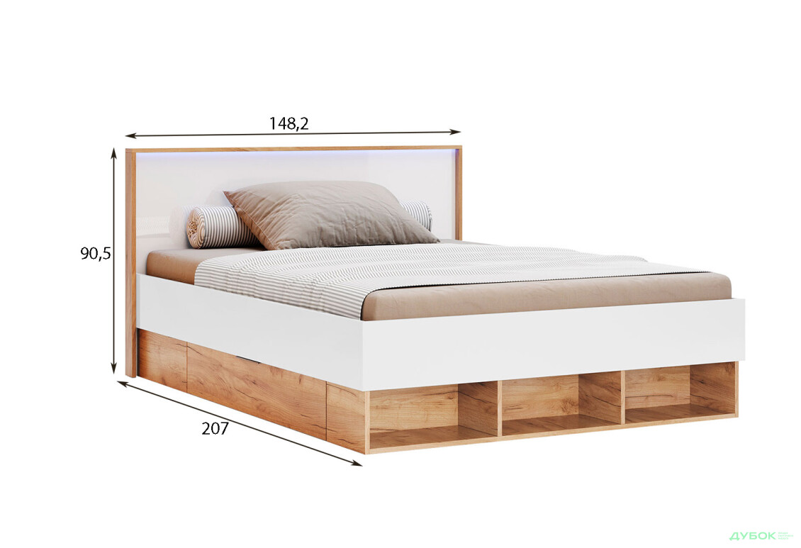 Кровать MiroMark Асти Джуниор (без вклада) 140х200 см с шухлядами, дуб крафт/белый - Изображение 4 Изображение 4 - Кровать MiroMark Асти Джуниор (без вклада) 140х200 см с шухлядами, дуб крафт/белый