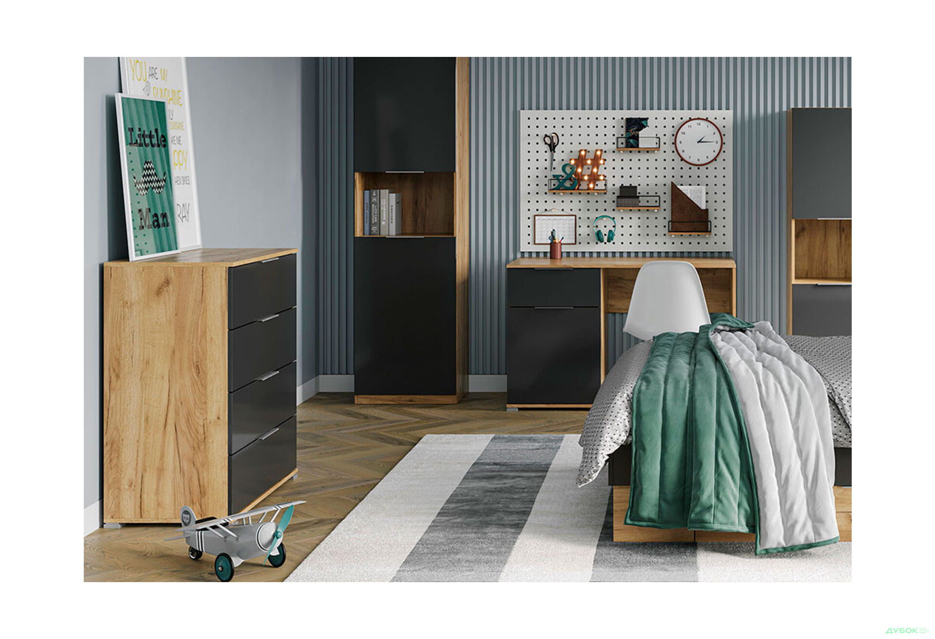 Комод MiroMark Луна Джуніор з 4 шухлядами 80 см Лава/Дуб крафт - Зображення 2 Зображення 2 - Комод MiroMark Луна Джуніор з 4 шухлядами 80 см Лава/Дуб крафт